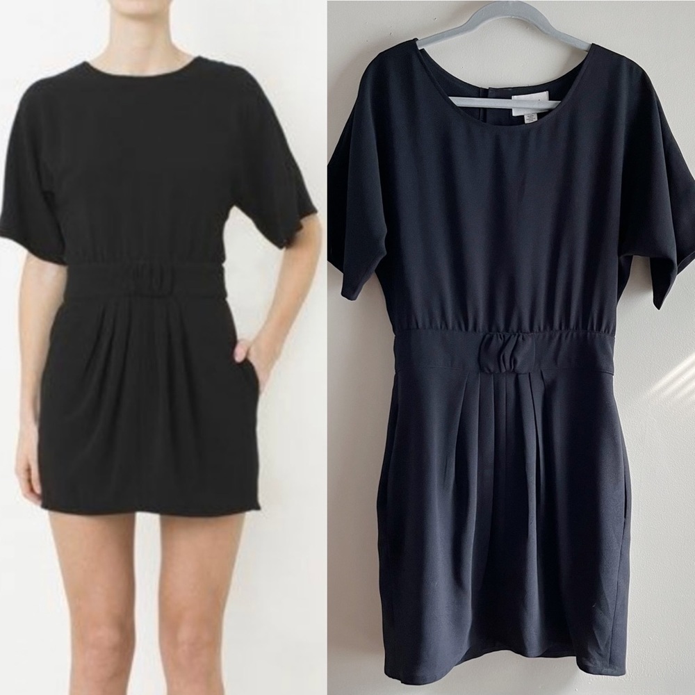 Ganni Fabulous Dress Dolman Sleeves & Pockets in Black, Size Medium